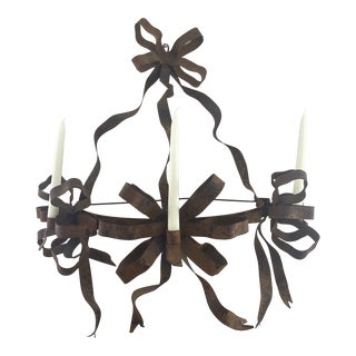 Early 20th Century Wrought Metal Ribbon Wall Mount Candle Sconce For Sale