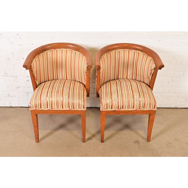 Mid-Century Modern Harold Schwartz for Romweber Mid-Century Modern Sculpted Oak Tub Chairs, Pair For Sale - Image 3 of 12