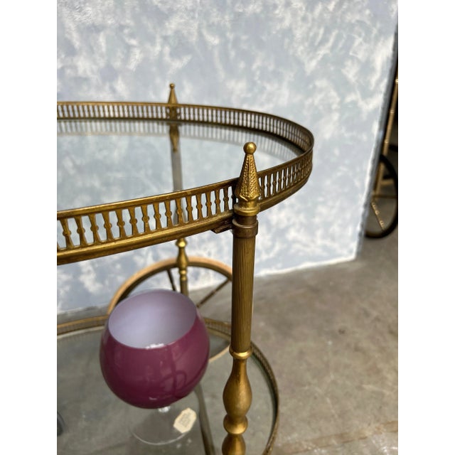 French Neoclassical Style Brass and Glass Bar Cart For Sale - Image 10 of 13