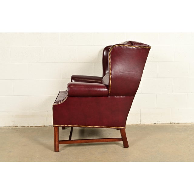 Hancock & Moore Chippendale Wingback Leather Lounge Chair For Sale - Image 11 of 15