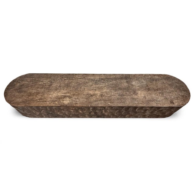 Late 20th Century Vintage Coffee Washed Organic Modern Ripple Bench For Sale - Image 5 of 11
