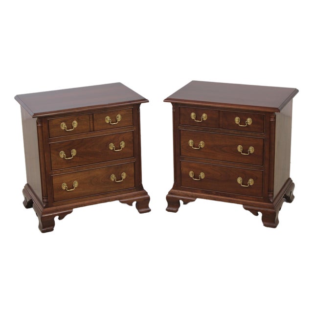 Pair of Stickley Cherry 3 Drawer Nightstands For Sale