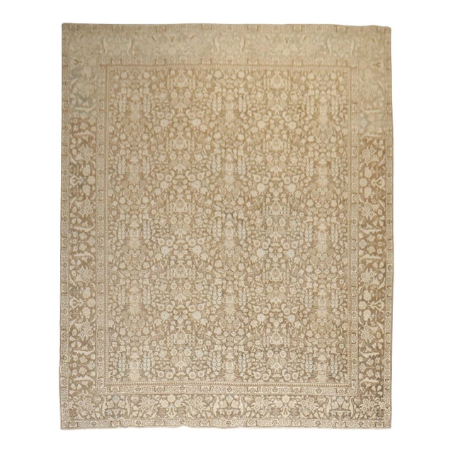 Early 20th Century Zabihi Collection Brown Persian Meshed Room Size Rug - 8'8" x 11'7" For Sale