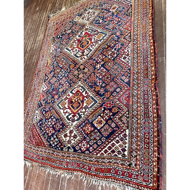 Antique Persian Qashqai Rug 4'8" X 6'3" For Sale - Image 9 of 9