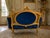1940 French Artisan Louis XVI Gold Blue Beech Settee For Sale - Image 13 of 17