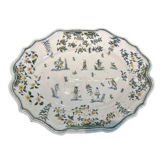 Great 18th Century Polychrome French Faience Platter For Sale