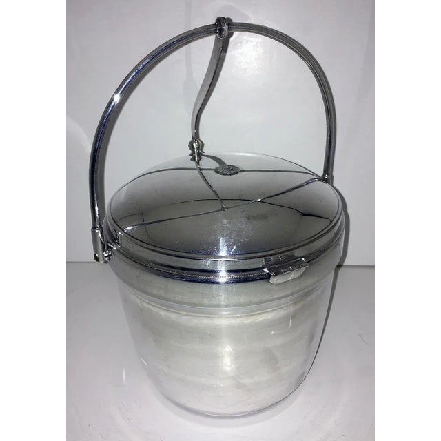 Metal Cresent Silverplate Swing Top Ice Bucket For Sale - Image 7 of 7