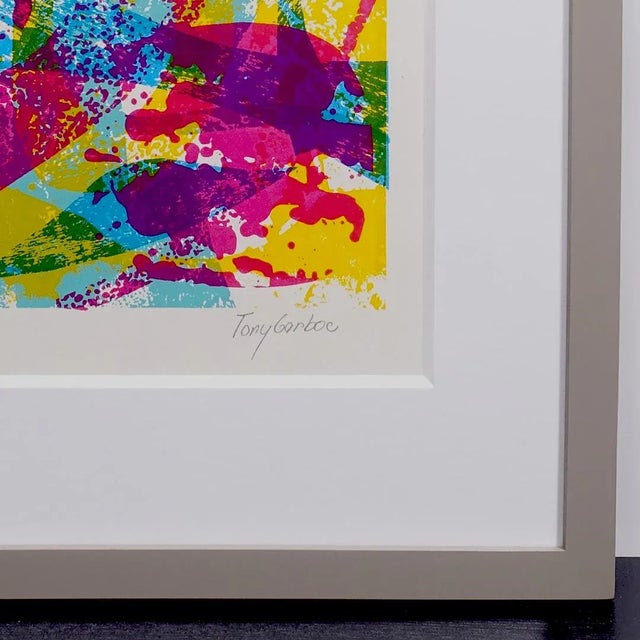 A Mid-Century Modern abstract serigraph signed Tony Garboc. This limited edition silkscreen print is in fine condition...