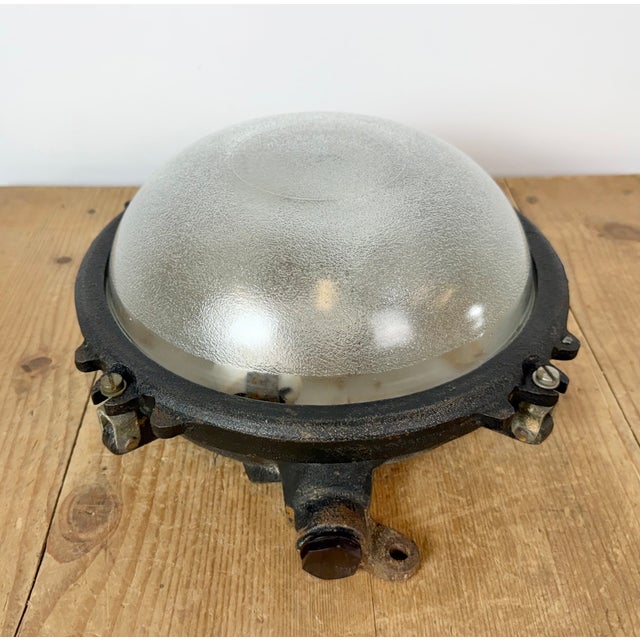 Industrial Black Cast Iron Ceiling Light from Elektrosvit, 1960s For Sale - Image 6 of 15
