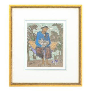 Duong Mother and Child Mixed Media on Paper, 1996 For Sale