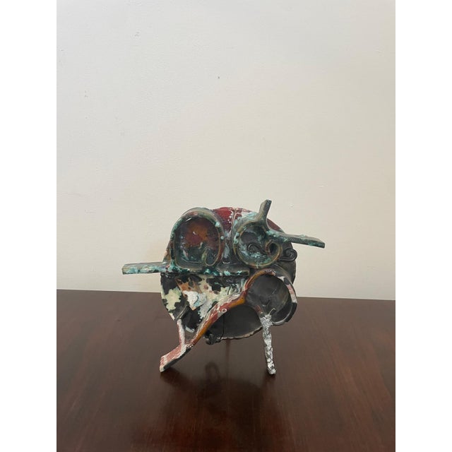 Abstract polychrome ceramic sculpture by giovanni migliara, made in sicily and dated 1967. a work with strong material...