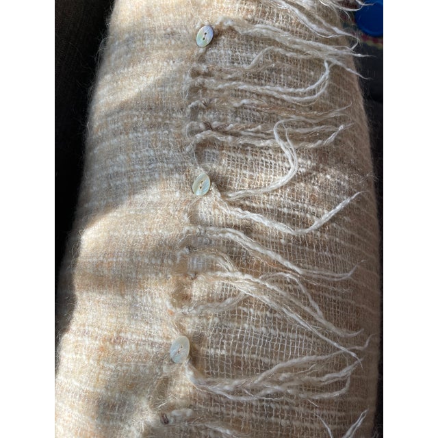 Textile Alpine Handmade Oatmeal Mohair Pillow With Fringe For Sale - Image 7 of 7