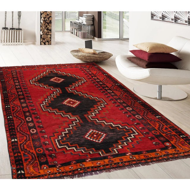 Persian Vintage Shiraz Red Rug, 4' 2" X 7' 2" For Sale - Image 3 of 3