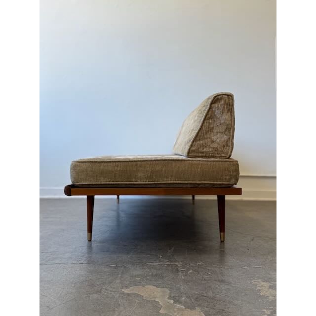 Champagne 1950's Yugoslavian Daybed in Velvet For Sale - Image 8 of 15