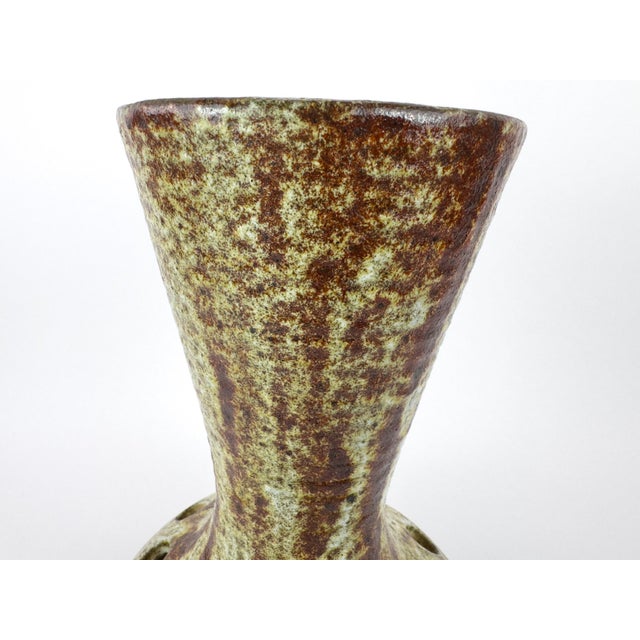 Brown Large Accolay Ceramic Flower Frog Vase (Pique Fleurs), France, c.1960s For Sale - Image 8 of 12