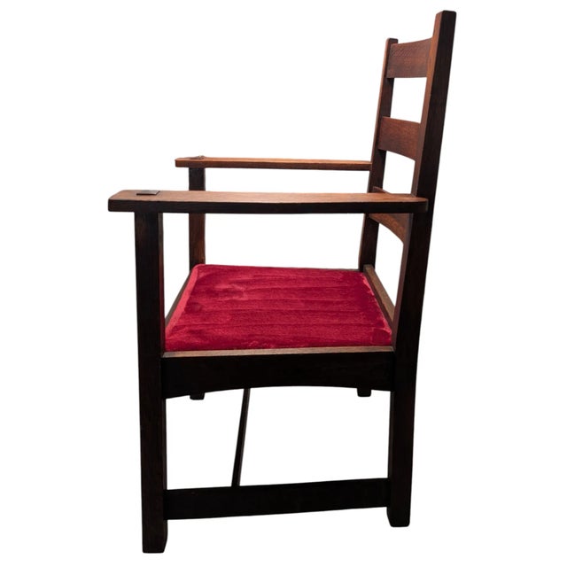 Cabin Antique Stickley Mission Oak Armchair For Sale - Image 3 of 13