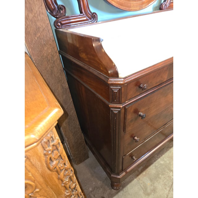 Late 19th Century Antique Late 19th Century Victorian Dresser Featuring a Carved Mirror and Original Marble Top. For Sale - Image 5 of 14