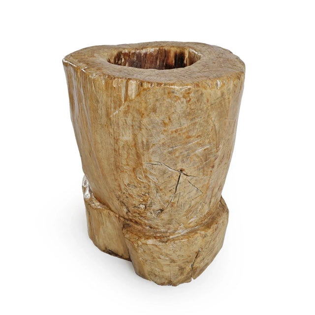 Vintage Javanese wood rice pounder bowl or vessel. Originally used to separate and pound grains. Beautiful signs of age...