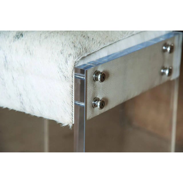 Maurice Lucite and Hide Bar Stool For Sale - Image 4 of 6