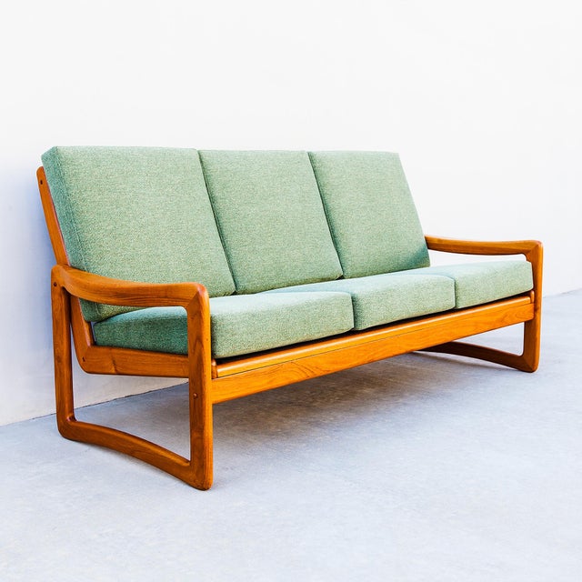 Mint 1990s Restored Danish Modern Solid Teak Three Seater Sofa For Sale - Image 8 of 15