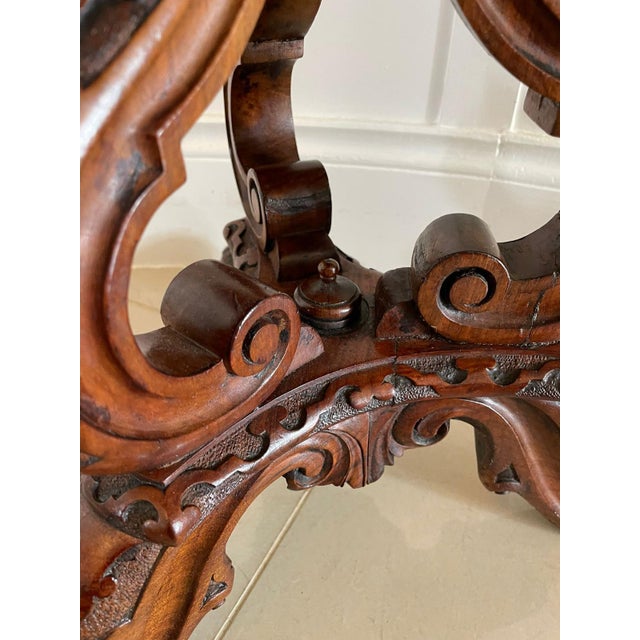 Victorian Carved Walnut Stool For Sale - Image 6 of 9