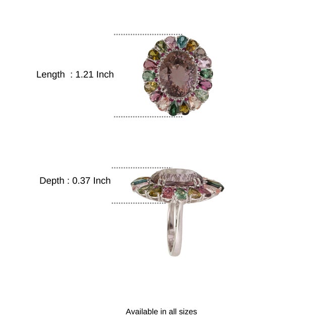 Victorian Inspired 128.4 Ct Ruby & Amethyst Cocktail Ring With Multicolor Tourmaline, Size 4 For Sale - Image 10 of 14