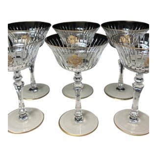 1960s U S State Dept Gold Seal (6) Champagne Glasses For Sale