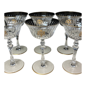 1960s U S State Dept Gold Seal (6) Champagne Glasses