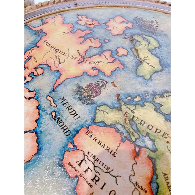Janice Minor Decorative Leather World Map Accent Table For Sale In New York - Image 6 of 9