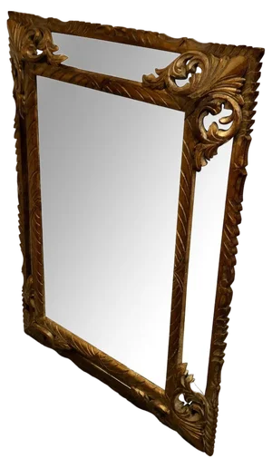 Large Heavily Carved French Oak Gilt Cushion Mirror, 1880s