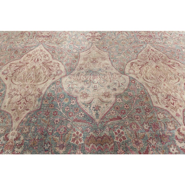 Beige Persian Kirman Rug For Sale - Image 8 of 9