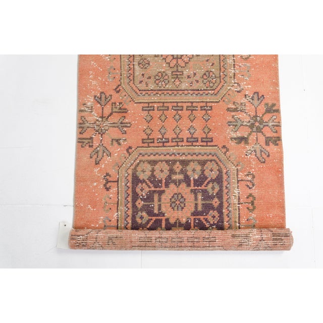 Turkish Mid 20th Century Soft Salmon & Olive Green Medallion Rug For Sale - Image 3 of 9