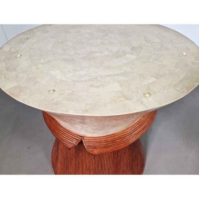 Vintage Dining Table in Stone and Pencil Reed, 1970s For Sale - Image 6 of 11