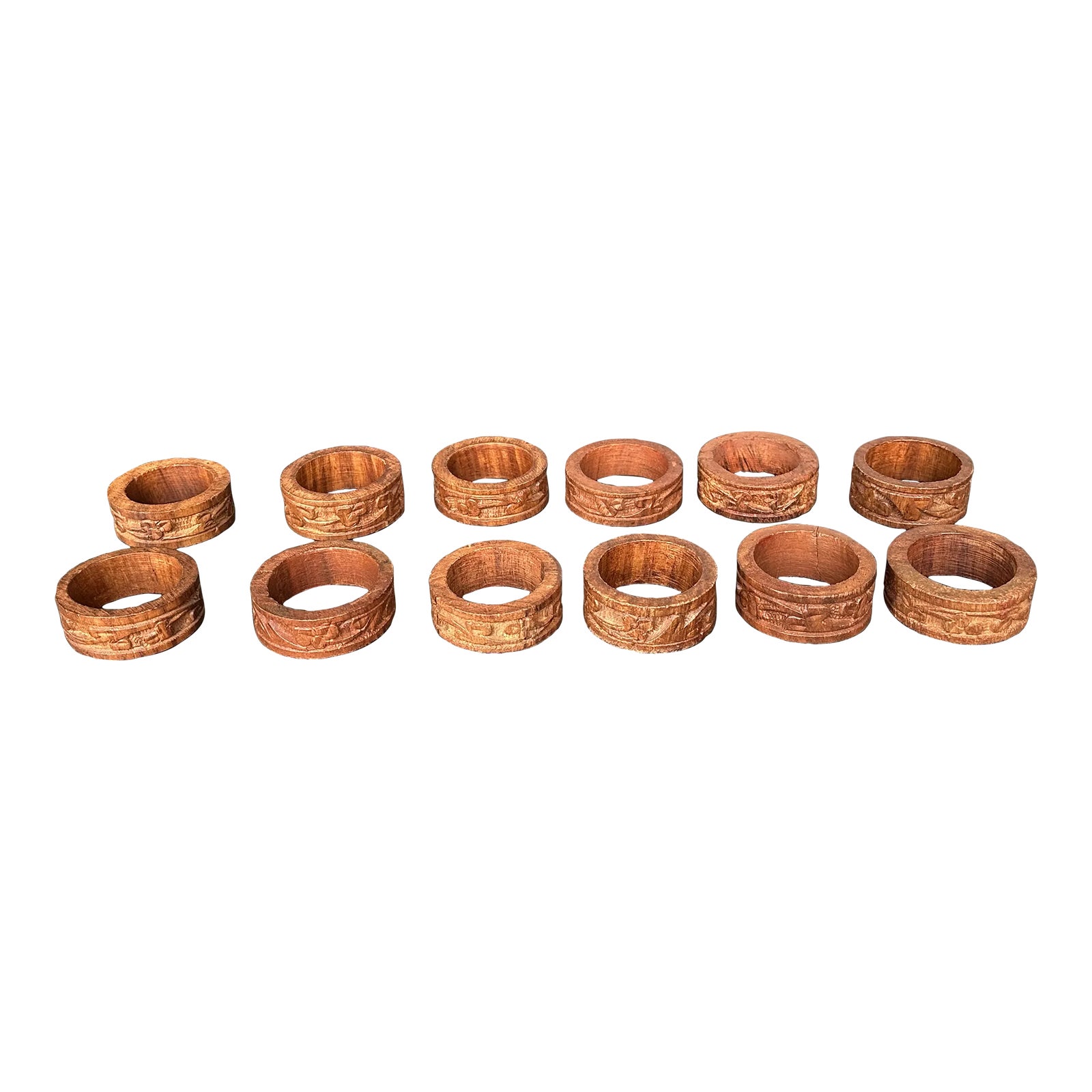 Carved Wood Napkin Holder Rings Chairish