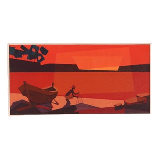 David M Gösta, Fisherman, 1950s, Oil on Canvas, Framed For Sale