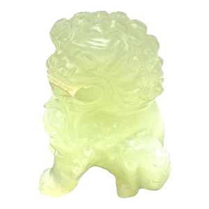 Vintage Hand-Carved Translucent Celadon Jade Female Guardian Lion (Foo Dog)