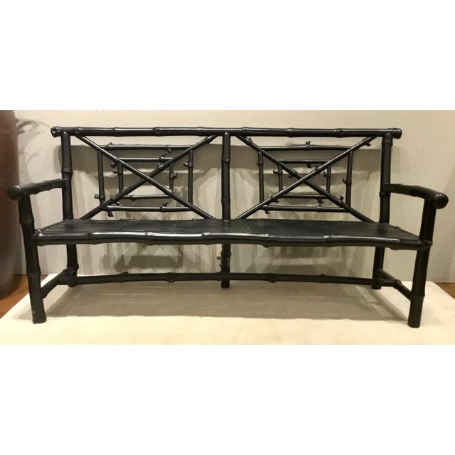 Currey & Company Asian Style Black Faux Bamboo Bench For Sale In Atlanta - Image 6 of 6
