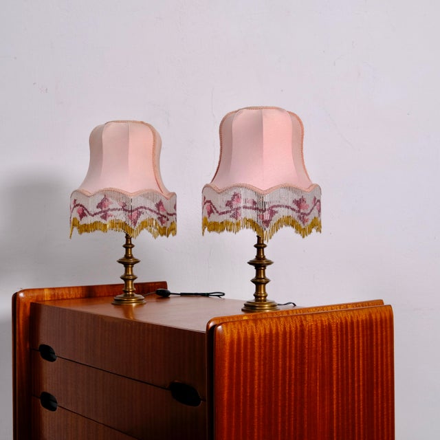 Mid-Century Modern Table Lamps with Beads, 1960s, Set of 2 For Sale - Image 3 of 18