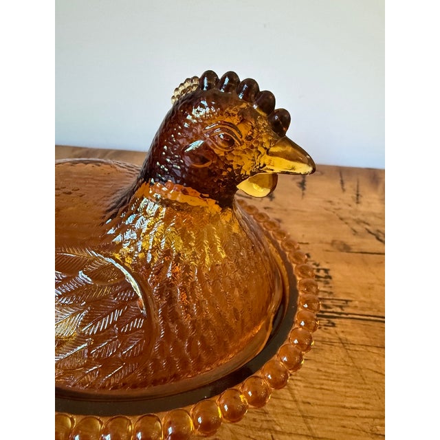 Mid 20th Century Mid 20th Century Indiana Glass Amber Hen on Nest For Sale - Image 5 of 9