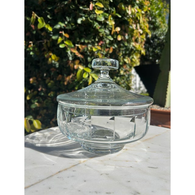Vintage Cut Glass Lidded Jar With Pedestal Base For Sale In Los Angeles - Image 6 of 15