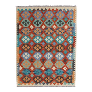 Handwoven Tribal Kilim Rug 4'11" X 6'0" For Sale
