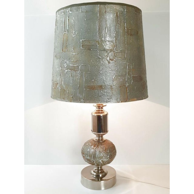 Space Age Table Lamp in Steel with Relief and Moire Reflections, 1970s For Sale - Image 9 of 12