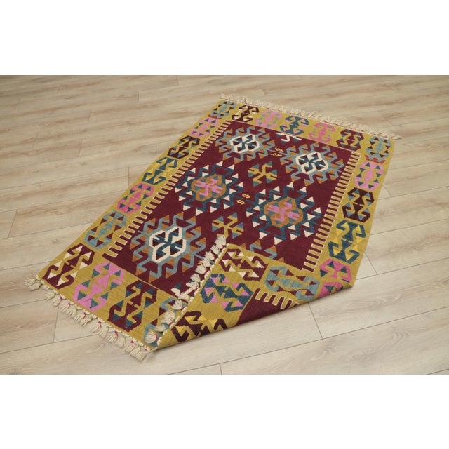 1980s Tribal Style Turkish Handmade Oushak Kilim Rug For Sale - Image 10 of 13