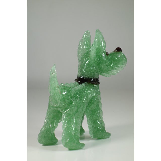 Art Deco Italian Pulegoso Green Murano Glass Terrier Dog Animal, 1930s For Sale - Image 4 of 10