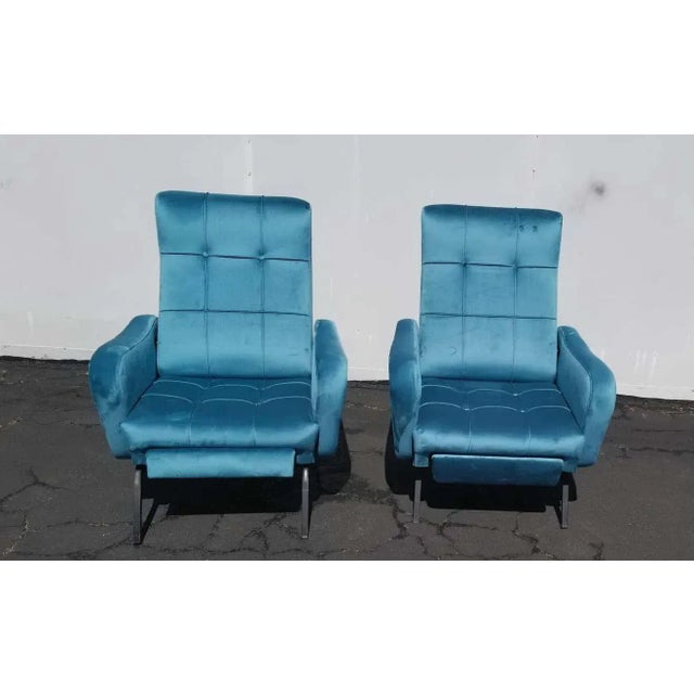 1960s 1960s Italian Midcentury Reclining Chairs - A Pair For Sale - Image 5 of 13