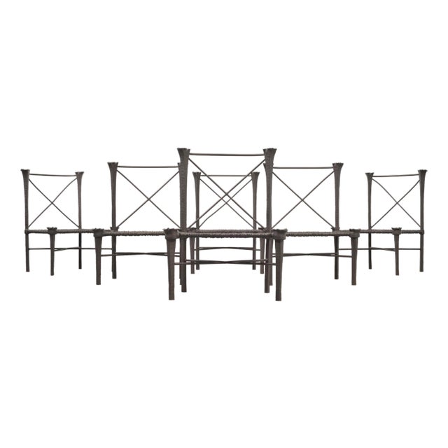 Set of Six Michael Taylor Arcadia High Back Bronzed Garden Chairs For Sale