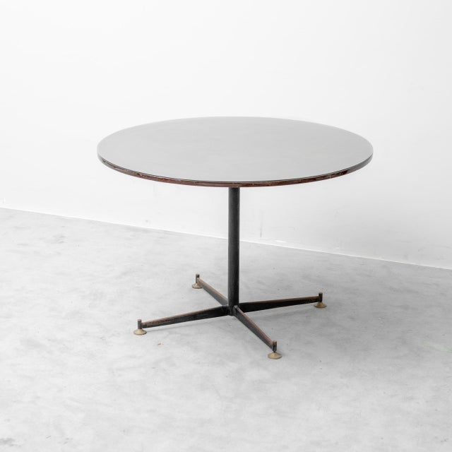 Round Table in Wood, Glass and Metal, 1970s For Sale - Image 11 of 11