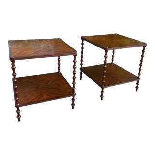 Theodore Alexander Solid Wood End Tables - a Pair For Sale