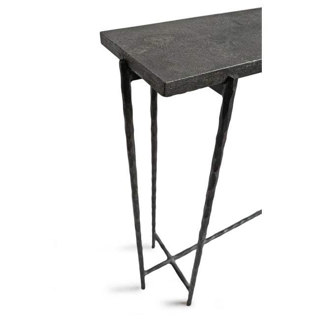 Modern Grey Smoke Slate Thin Console Table 35" For Sale In Los Angeles - Image 6 of 7