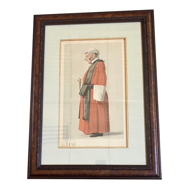 Late 19th Century Vanity Fair Spy Chromolithograph of Red Robe Judge Sir Archibold Levin Smith, Framed For Sale